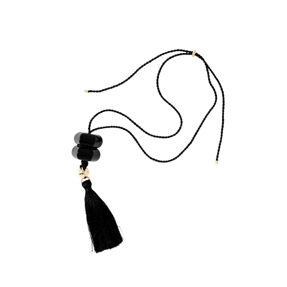 Mint Velvet Black Resin Tassel Pendant Necklace